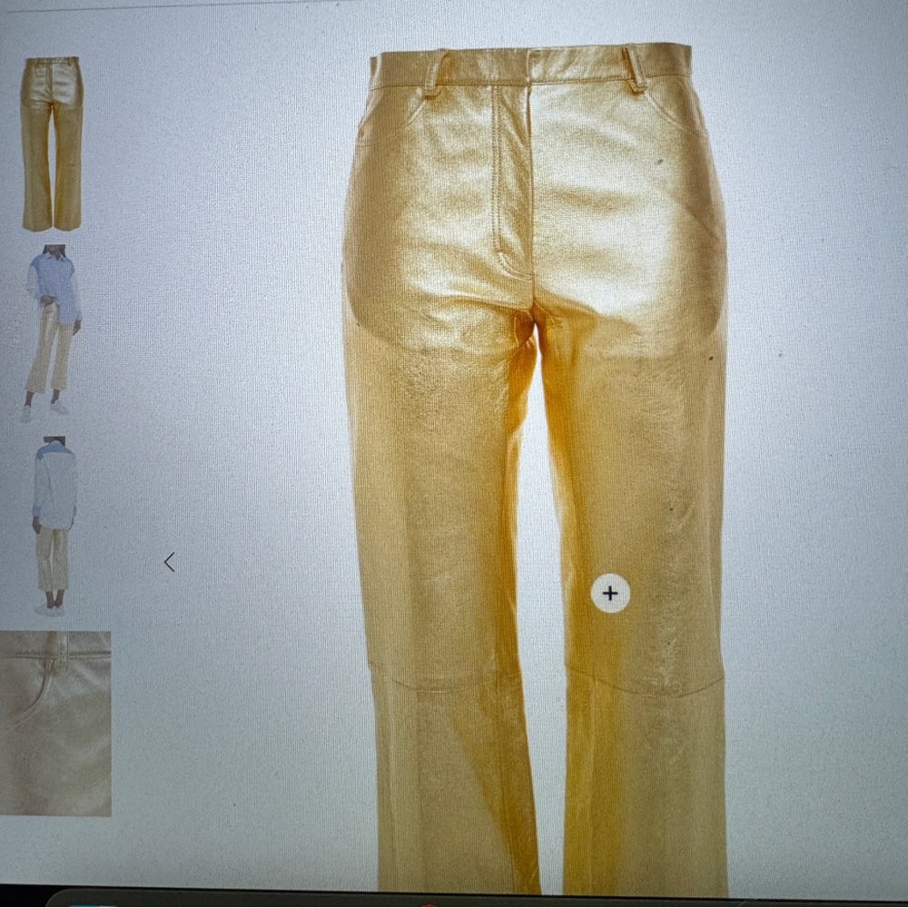 Sandro metallic leather kick flare pants.  Textured leather.